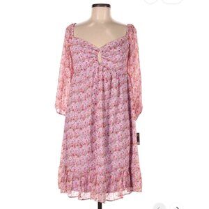 NWT Taylor Dresses Paisley Pink BABYDOLL Dress Long Sleeve floral